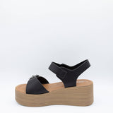 Soda Dorina Buckle Platform Sandals for Women in Black