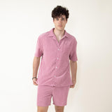 Corduroy Button Up Shirt for Men in Coral