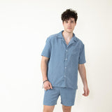 Corduroy Button Up Shirt for Men in Sky Blue