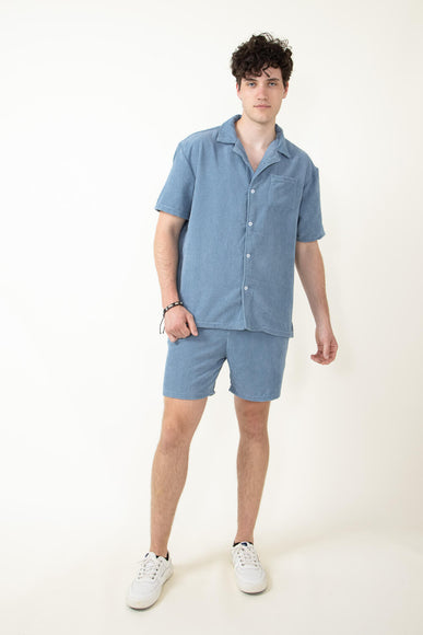 Corduroy Button Up Shirt for Men in Sky Blue