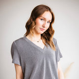 Urban Ribbed Knit Top for Women in Charcoal