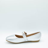 Top Moda Buckle Flats for Women in Silver