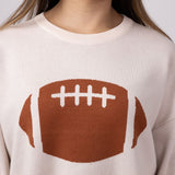 Football Graphic Sweater for Women in Cream