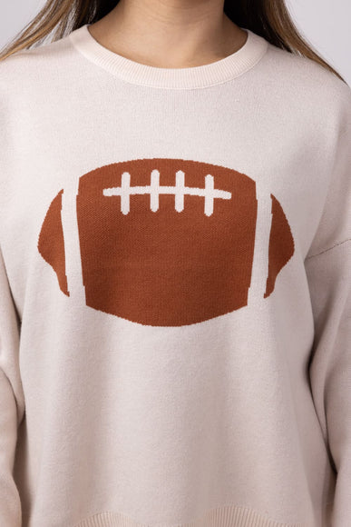 Football Graphic Sweater for Women in Cream