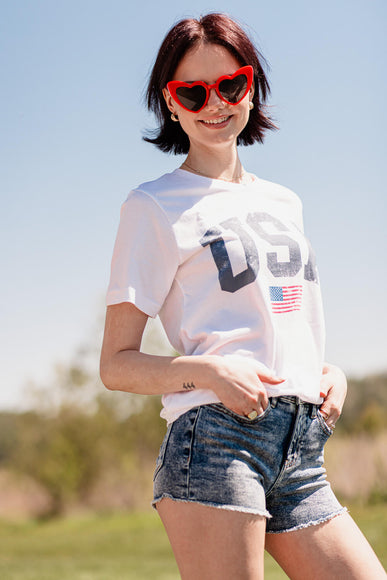 USA Graphic T-Shirt for Women in White