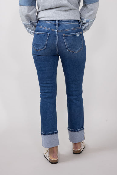 Vervet High Rise Cuffed Slim Straight Jeans for Women