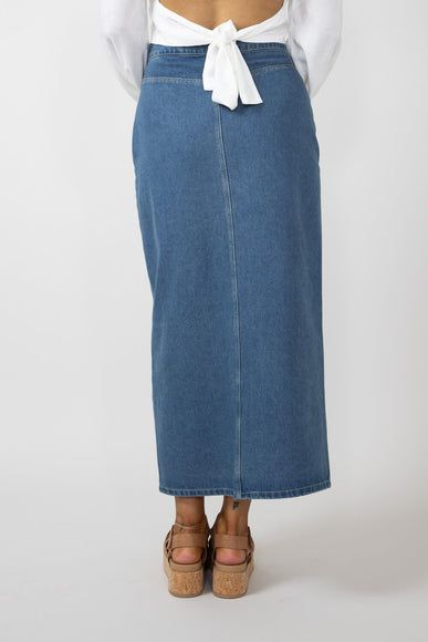 Washed Denim Midi Skirt for Women