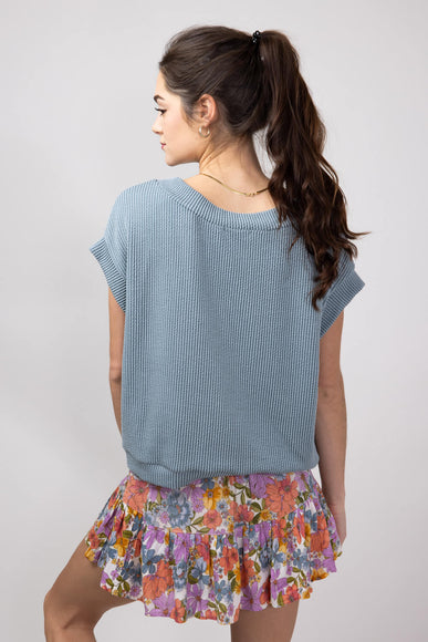 Urban Ribbed Knit Top for Women in Seafoam