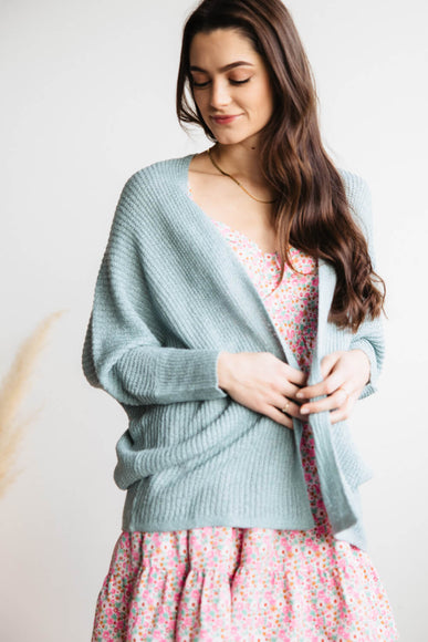 Shaker Stitch Cardigan for Women in Sea Green