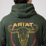 Ariat Barbwire Skull Logo Hoodie for Men in Dark Green