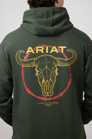 Ariat Barbwire Skull Logo Hoodie for Men in Dark Green