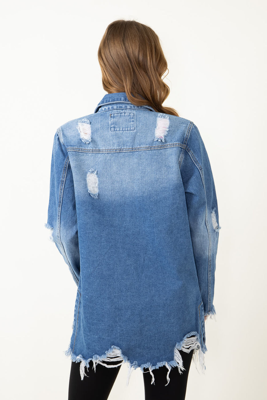 Women's Long Oversized Denim Shirt Jacket – BPosh Beauty Bar & Boutique