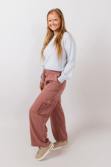 Cargo Drawstring Pants for Women in Marsala