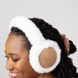 C.C. Faux Fur Earmuffs for Women in Ivory/Camel