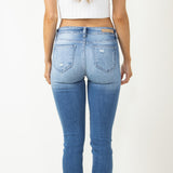 Cello Distressed Fray Ankle Cropped Skinny Jeans for Women