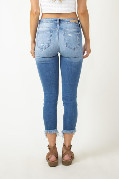 Cello Distressed Fray Ankle Cropped Skinny Jeans for Women