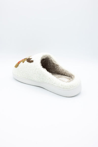 MIA Christmas Reindeer Slippers for Women in Cream