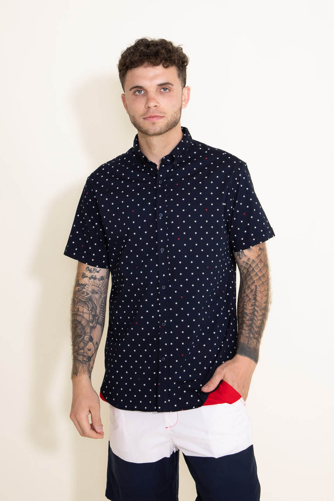 Navy blue store shirt with stars