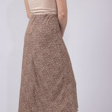 Ditsy Floral Midi Skirt for Women in Mocha