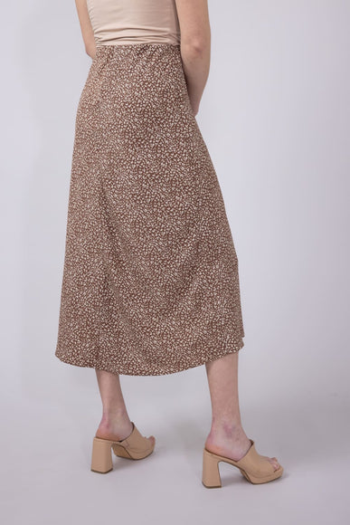 Ditsy Floral Midi Skirt for Women in Mocha