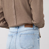 Hidden Happi Distressed Knee Crop Flare Jeans for Women