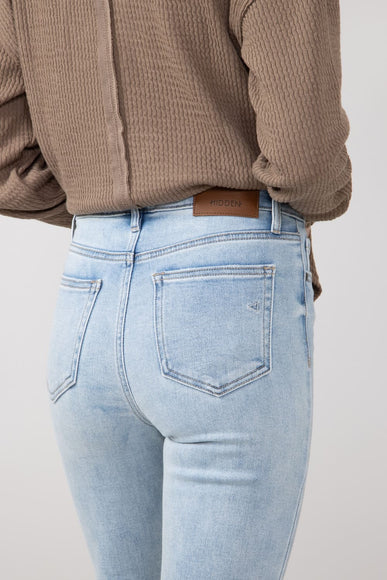 Hidden Happi Distressed Knee Crop Flare Jeans for Women