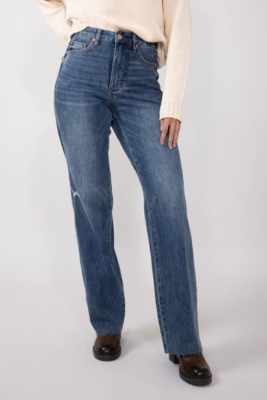 Judy Blue High Waist Raw Hem Straight Jeans for Women