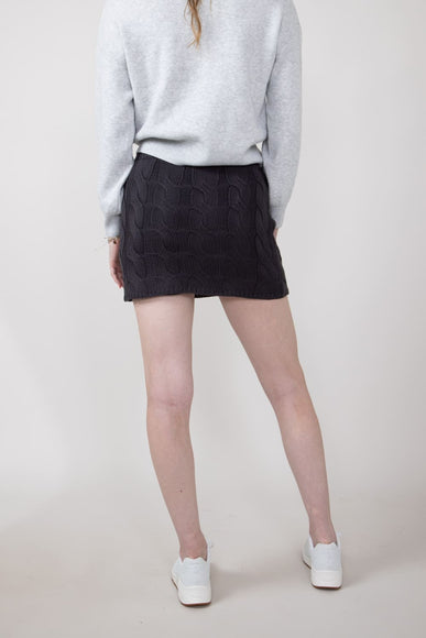 Cable Knit Sweater Mini Skirt for Women in Charcoal