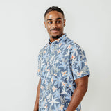 Simply Southern Tropical Button Down Shirt for Men in Navy Blue