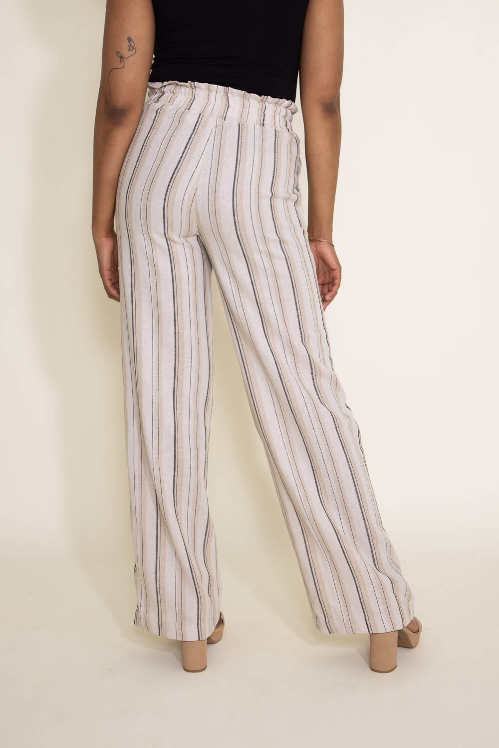 Plus Striped And Floral Print Flare Leg Pants