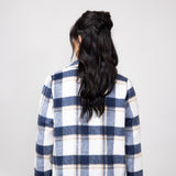 Love Tree Plaid Full Length Coat for Women in Navy