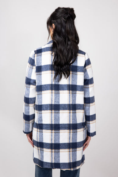 Love Tree Plaid Full Length Coat for Women in Navy