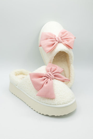 MIA Platform Bow Slippers for Women in Blush