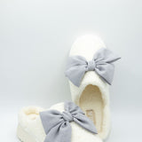 MIA Platform Bow Slippers for Women in Light Blue Grey