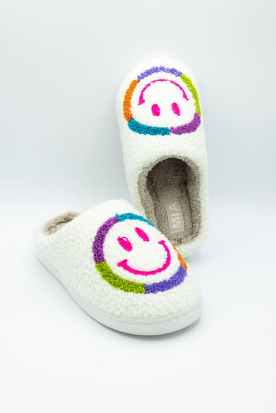 MIA Smiley Face Slippers for Women in Rainbow