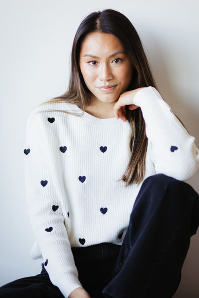 Miracle Heart Sweater for Women in Ivory Black