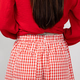 Plaid Boxer Lounge Shorts for Women in Red