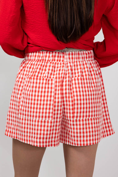 Plaid Boxer Lounge Shorts for Women in Red