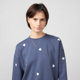 1897 Active Heart Embroidery Sweatshirt for Women in Blue