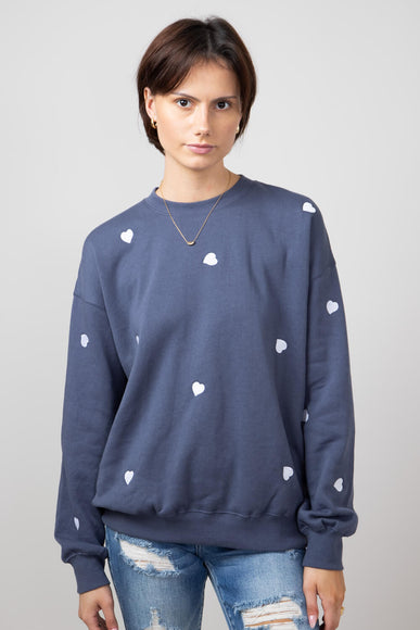 1897 Active Heart Embroidery Sweatshirt for Women in Blue