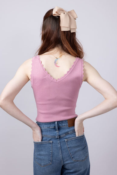 Scallop Tank Top for Women in Dusty Pink | TW1000-DUSTYPINK