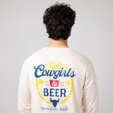 Simply Southern Long Sleeve Cowgirls & Beer T-Shirt for Men in Beige