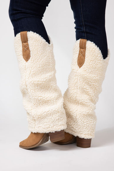 Soda Rely Shearling Tall Boots for Women in Beige