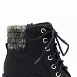 Soda Henry Knit Ankle Lace Up Booties for Women in Black