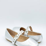 Top Moda Buckle Flats for Women in Silver