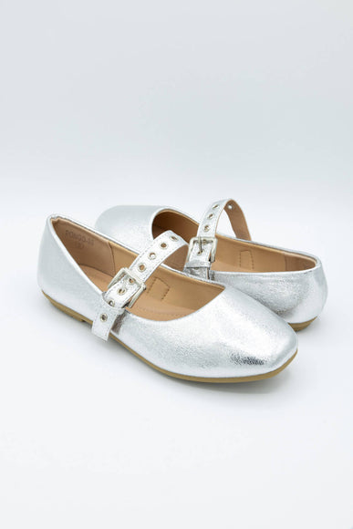 Top Moda Buckle Flats for Women in Silver