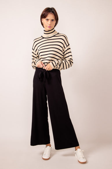 Wide Leg Bow Tie Pants for Women in Black