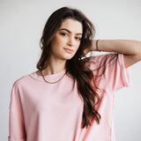 Blu Pepper Crewneck Ribbed Knit Shirt for Women in Rose