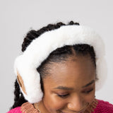 C.C. Faux Fur Earmuffs for Women in Ivory/Camel