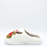 MIA Christmas Reindeer Slippers for Women in Cream